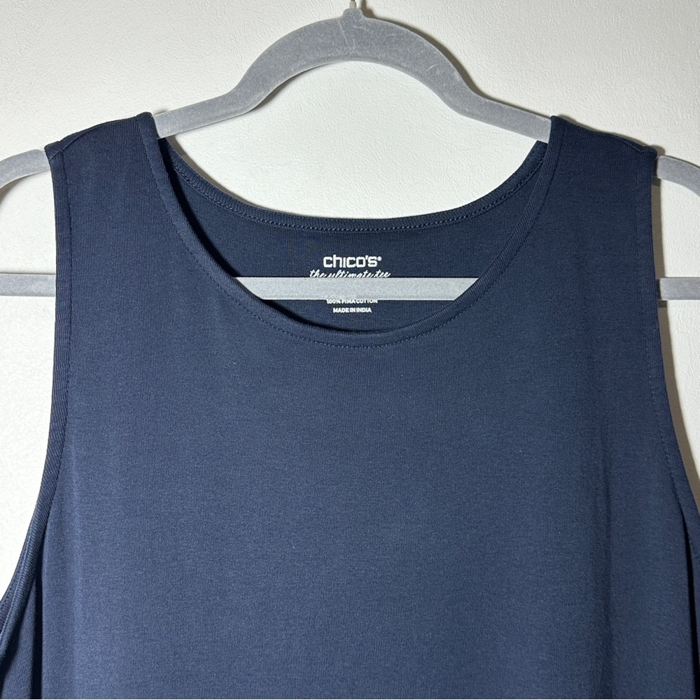 Chico's Navy Sleeveless Pima Cotton Pocket Tunic Women's Top Size 3 (XL) - Picture 2 of 6